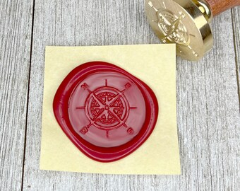 Compass Wax Seal Stamp // Windstar North South East West Brass Stamp