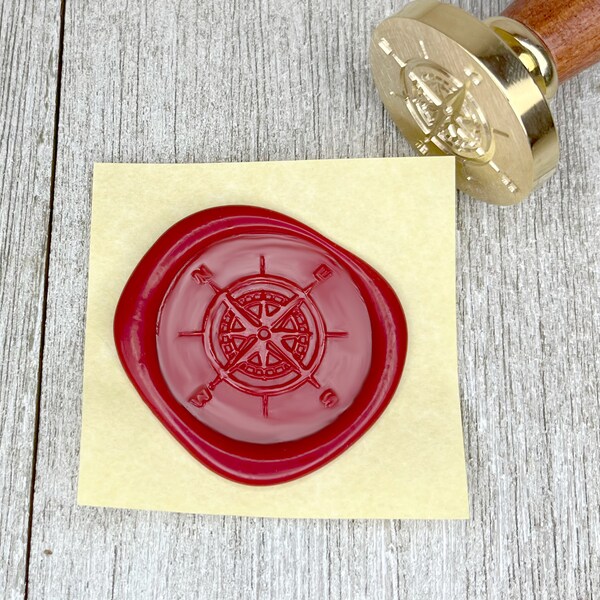 Compass Wax Seal Stamp // Windstar North South East West Brass Stamp