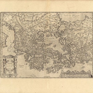 Alte Landkarte von Griechenland, Mittelmeer, 16.Jahrhundert, Fine Art Reproduktion MP034