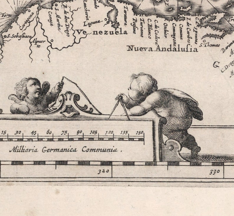 Historical Nautical Chart of Atlantic Ocean, 17th Century Fine Art Reproduction MP045 image 4