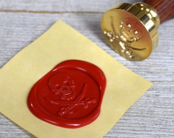 Skull and Swords Wax Seal Stamp // Jolly Roger Pirate Brass Stamp