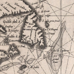 Historical Nautical Chart of Atlantic Ocean, 17th Century Fine Art Reproduction MP045 image 3