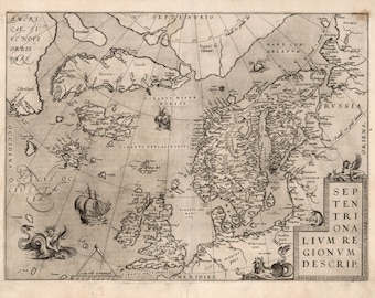Carte ancienne de Scandinavie, Suède, Finlande, XVIe siècle, Fine Art Reproduction MP038