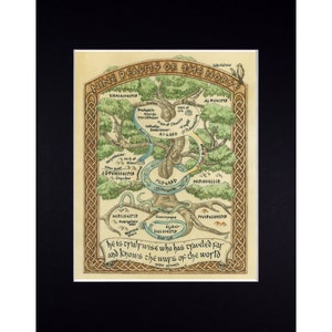 Carte de la mythologie nordique d'Yggdrasil avec Asgard et Midgard Impression artistique