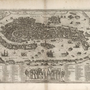 Historischer Stadtplan von Venedig, Italien, 16th Century Fine Art Reproduktion MP048