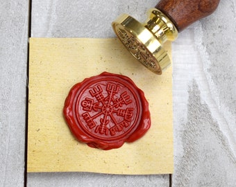 Tampon boussole viking scandinave//Tampon Vegvisir Wayfinder en laiton pour sceaux de cire