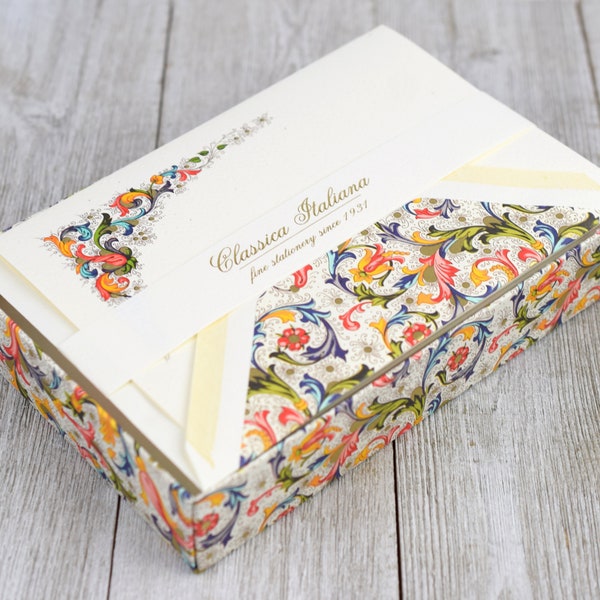 Italian Note Card Stationery Box Set Rossi Acanthus Cards