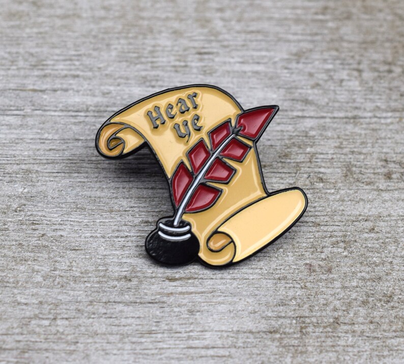 Feather Quill Pen and Ink Enamel Pin // Gift for Writers // Etsy