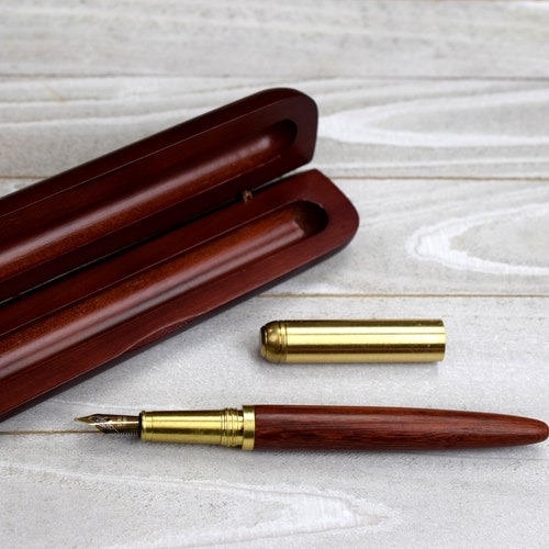 Wood Fountain Pen and Case With Ink Cartridges ONE Pen Etsy