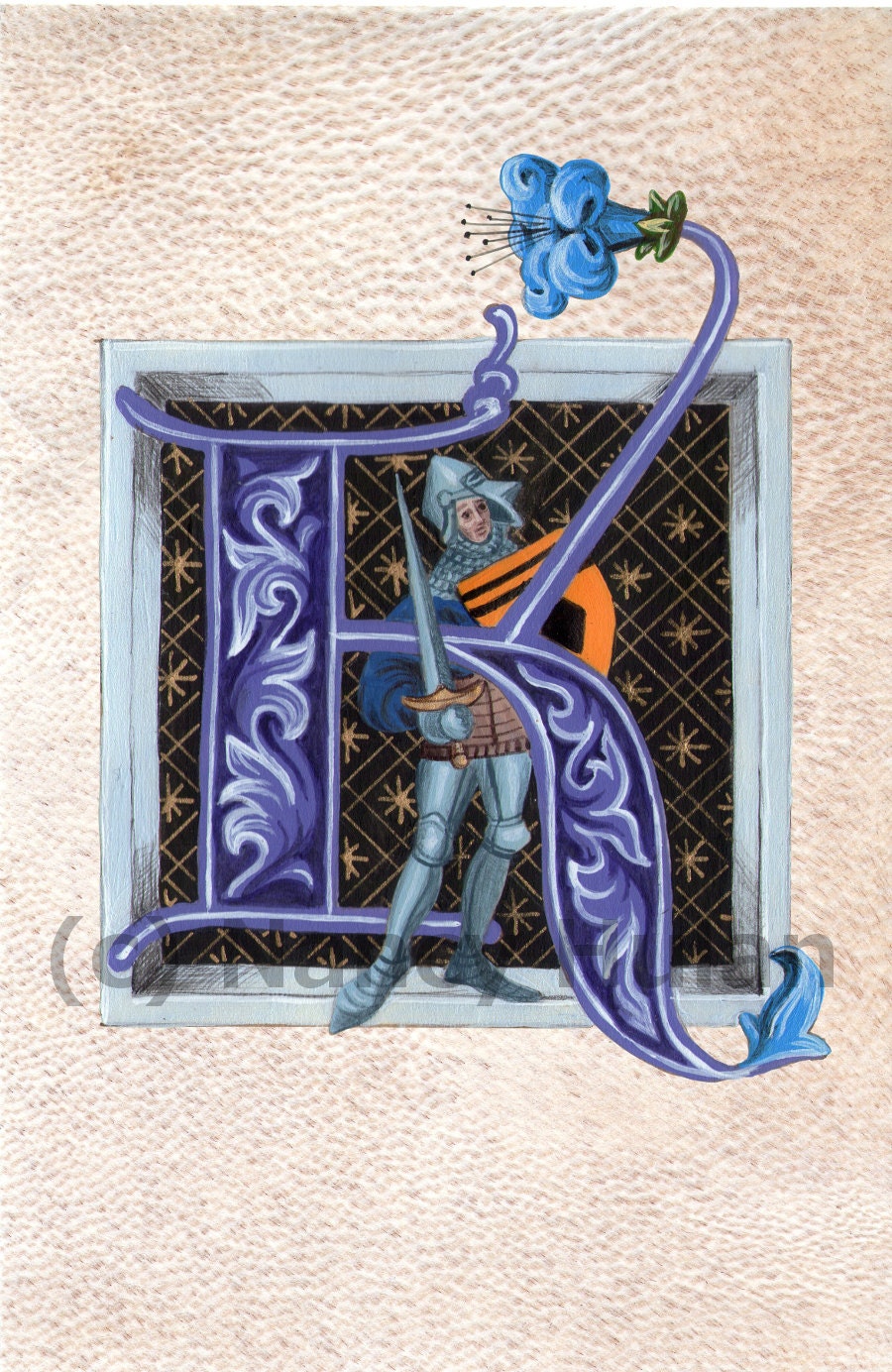 Alphabet Letter K Medieval Illuminated Letter K Painted - Etsy