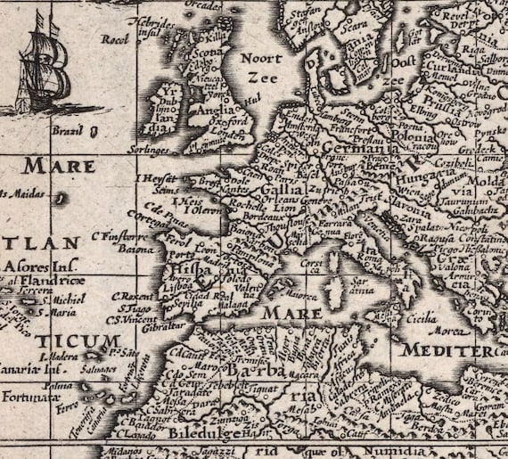 Antique World Map, 17th Century, Fine Art Reproduction MP024 - Etsy