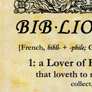 Bibliophile Dictionary Definition Typography Fine Art Print - Etsy