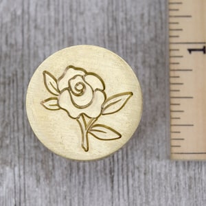 Rose Bud Wax Siegel Stempel // Romantische Blüte aus Messing