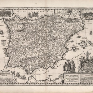 Antike Karte von Spanien, 17th Century, Fine Art Reproduktion MP037