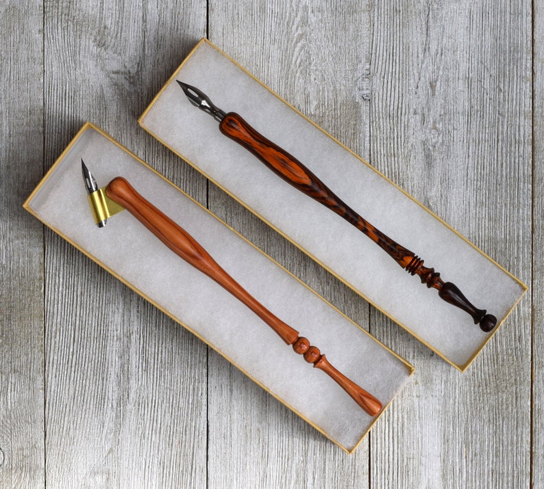 Deluxe Calligraphy Set with Dip Pens, Nibs, Ink, Paper, Instructions in Wood Gift Box // Gift for Writers image 4
