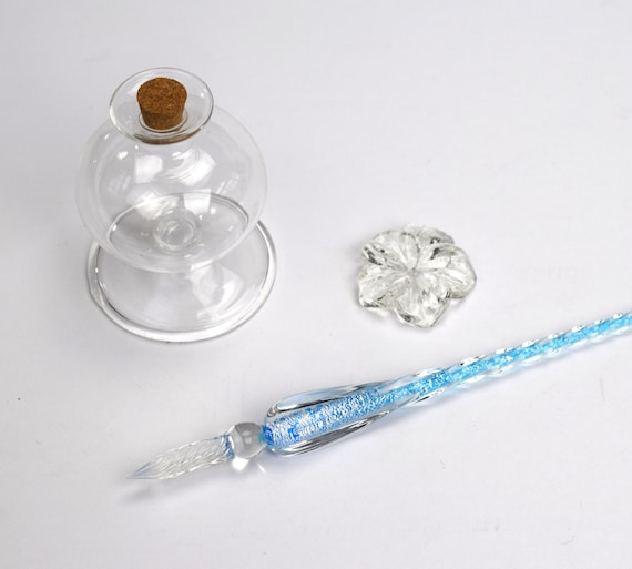 Murano Glass Dip Pen Set With Inkwell Pen Rest one - Etsy Sweden