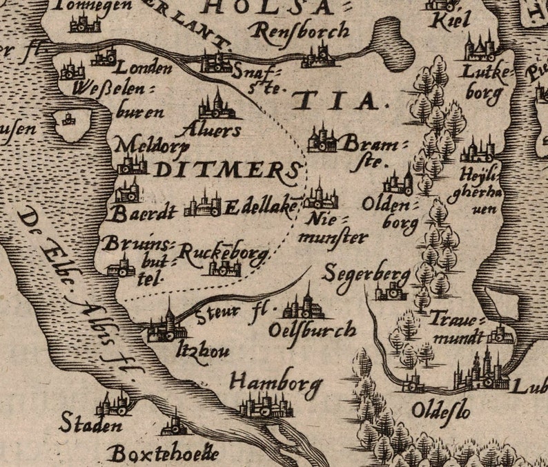 Old Map of Denmark 16th Century Europe Fine Art Reproduction Etsy