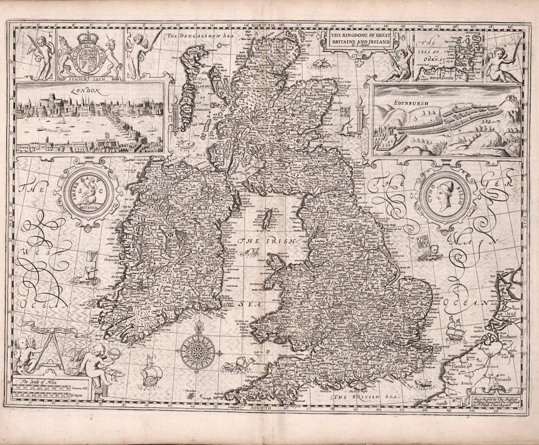 イギリス、17 世紀の歴史的地図、美術複製 MP002 - Etsy 日本