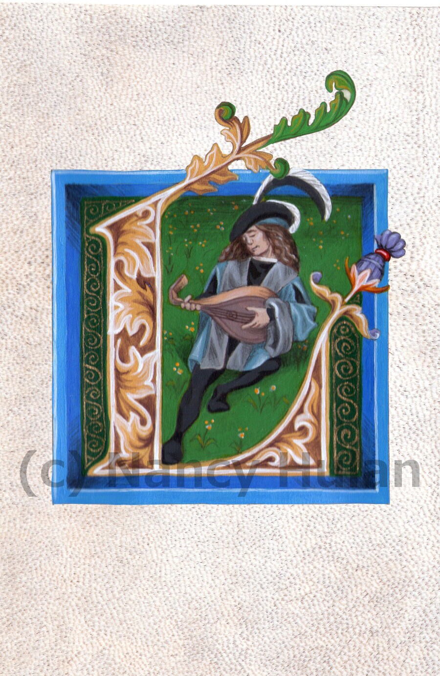 Lettera L di alfabeto, medievale illuminato lettera L, verniciato L iniziale, Rinascimento alfabeto, alfabeto medievale, rinascimentale lettera L