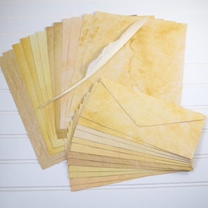 Antikes Papier Briefpapier, Set mit 12 Blättern und Umschlägen