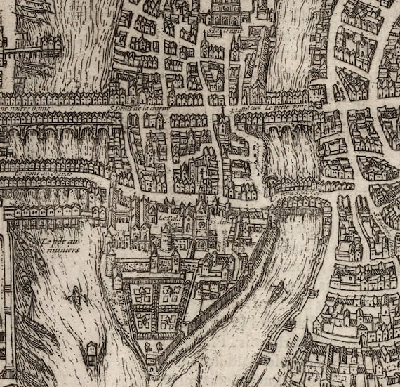 フランス、パリのルネッサンス地図、16 世紀の都市地図、美術複製