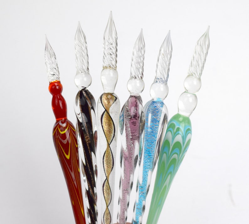 Murano Glass Dip Pen Set with Inkwell and Pen Rest One Pen Etsy