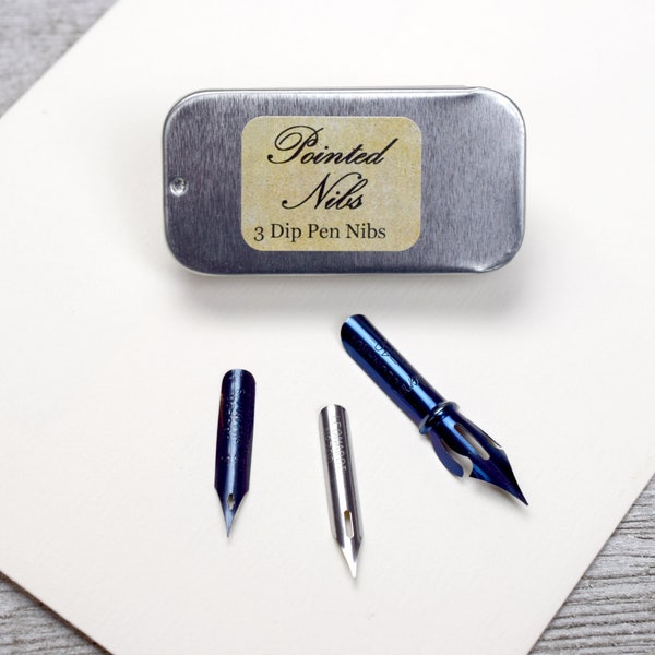 Pointed Calligraphy Nibs for Dip Pens and Holders, Set of 3, for Modern Calligraphy and Drafting