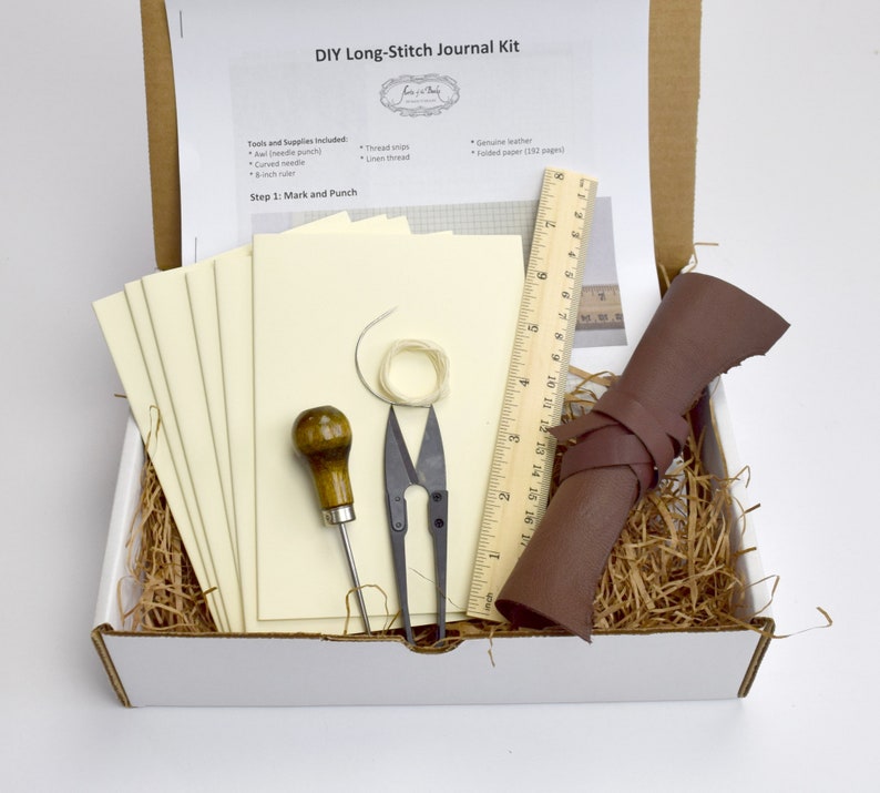 Leather Journal DIY Craft Kit // Book Binding Kit Long Stitch Etsy