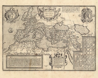 Carte vintage de l'Empire romain, XVIIe siècle, reproduction d'art MP017