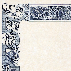 Victoriaanse rand met scrollwork met engeltjes voor briefhoofd en briefpapier: direct downloaden