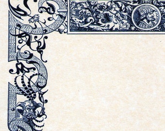Scrollwork Victorian Border with Cherubs for Letterhead and Stationery: Instant Download