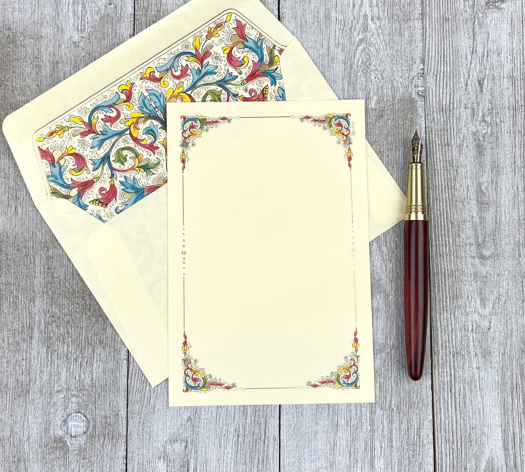 Classic Florentine Note Cards  Rossi 1931 Italian Stationery