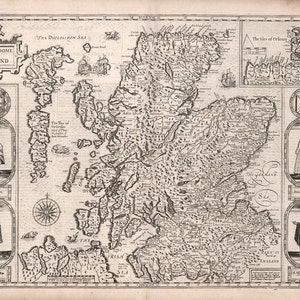 Antike Karte von Schottland, 17. Jahrhundert, Fine Art Reproduktion MP015