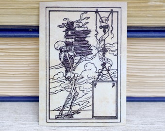 Skeleton Bookplate: Set of 24 Self-Adhesive Ex Libris Book Plate Stickers