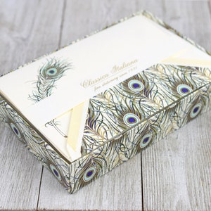 Peacock Note Card Stationery Box Set Rossi Cards