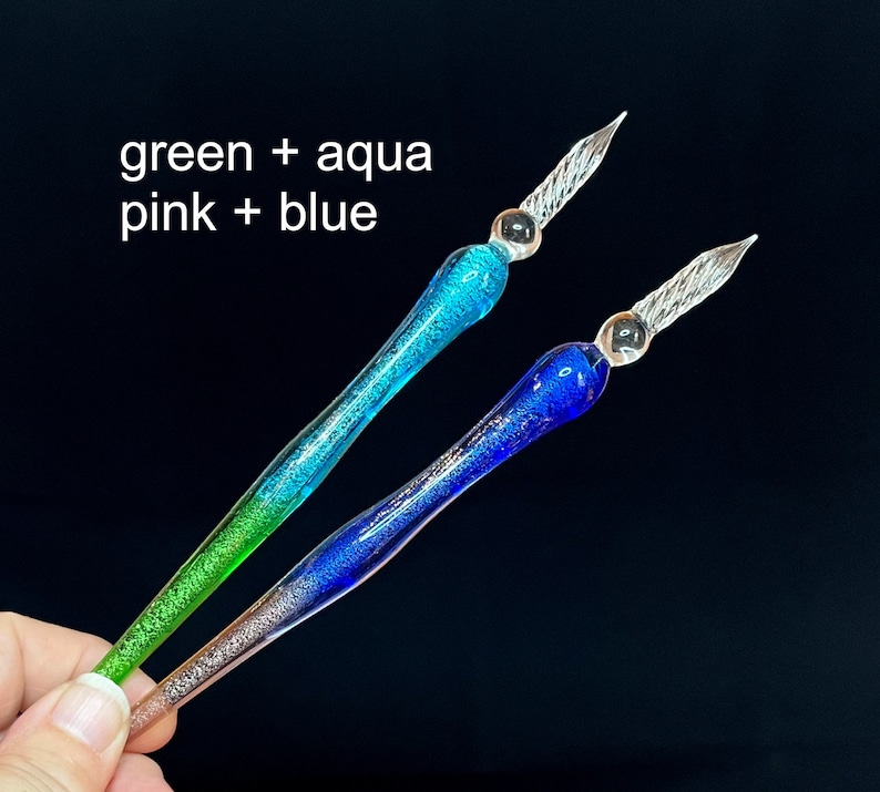 Murano Glass Dip Pen Set with Inkwell and Pen Rest One Pen, Choice of Colors image 5