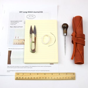 Leather Journal DIY Craft Kit // Book Binding Kit Long Stitch with Tools image 9