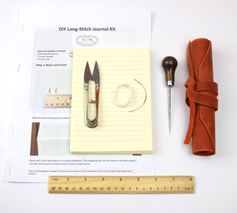 Leather Journal DIY Craft Kit // Book Binding Kit Long Stitch with Tools image 9