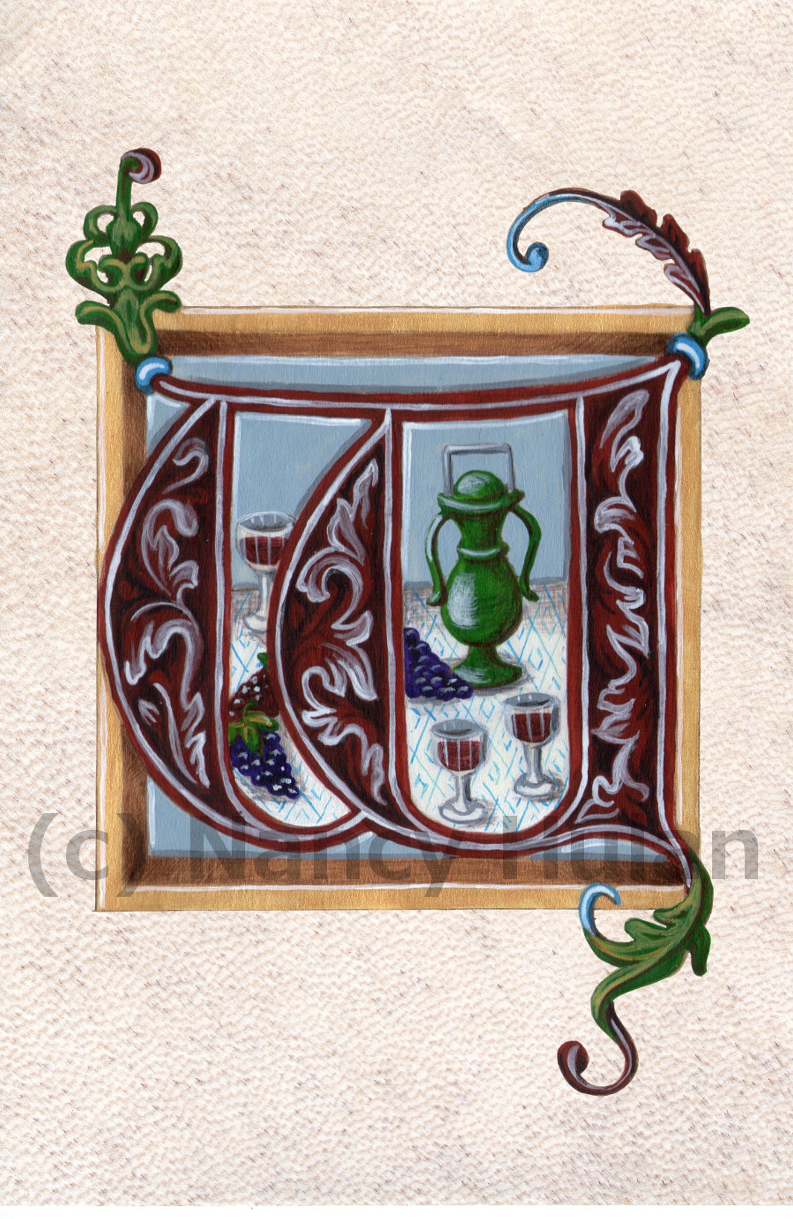 Alphabet Letter W Medieval Illuminated Letter W Painted - Etsy