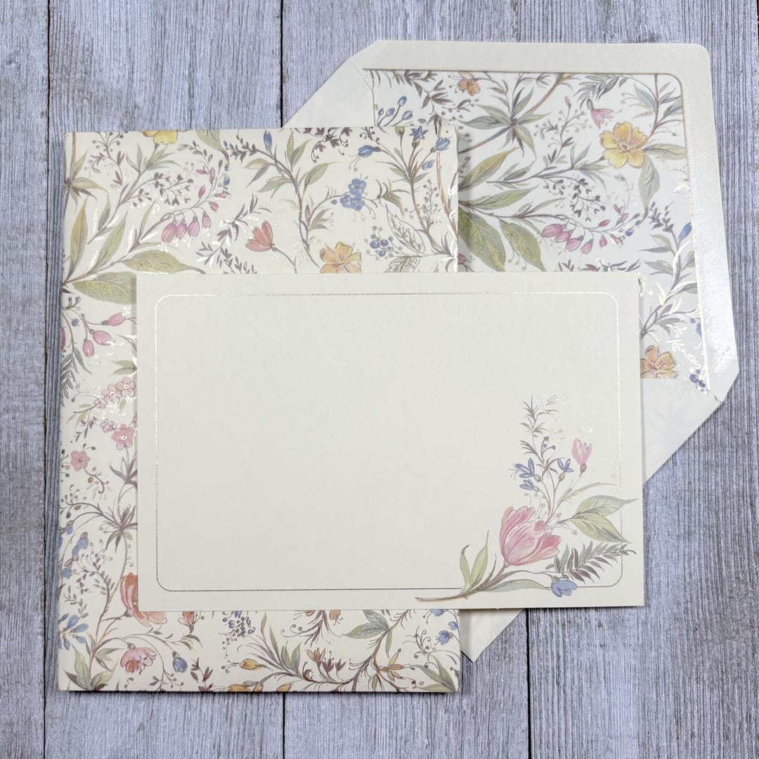 Delicate Floral Note Cards Matching Envelopes Set of 10 Kartos ...