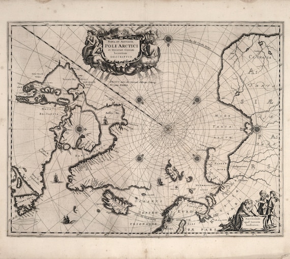 1971年 ナショナルジオグラフィック 北極海 地図 額装 木製 ディスプレイ 1971年 ナショナルジオグラフィック 北極海 地図 額装 木製 ディスプレイ