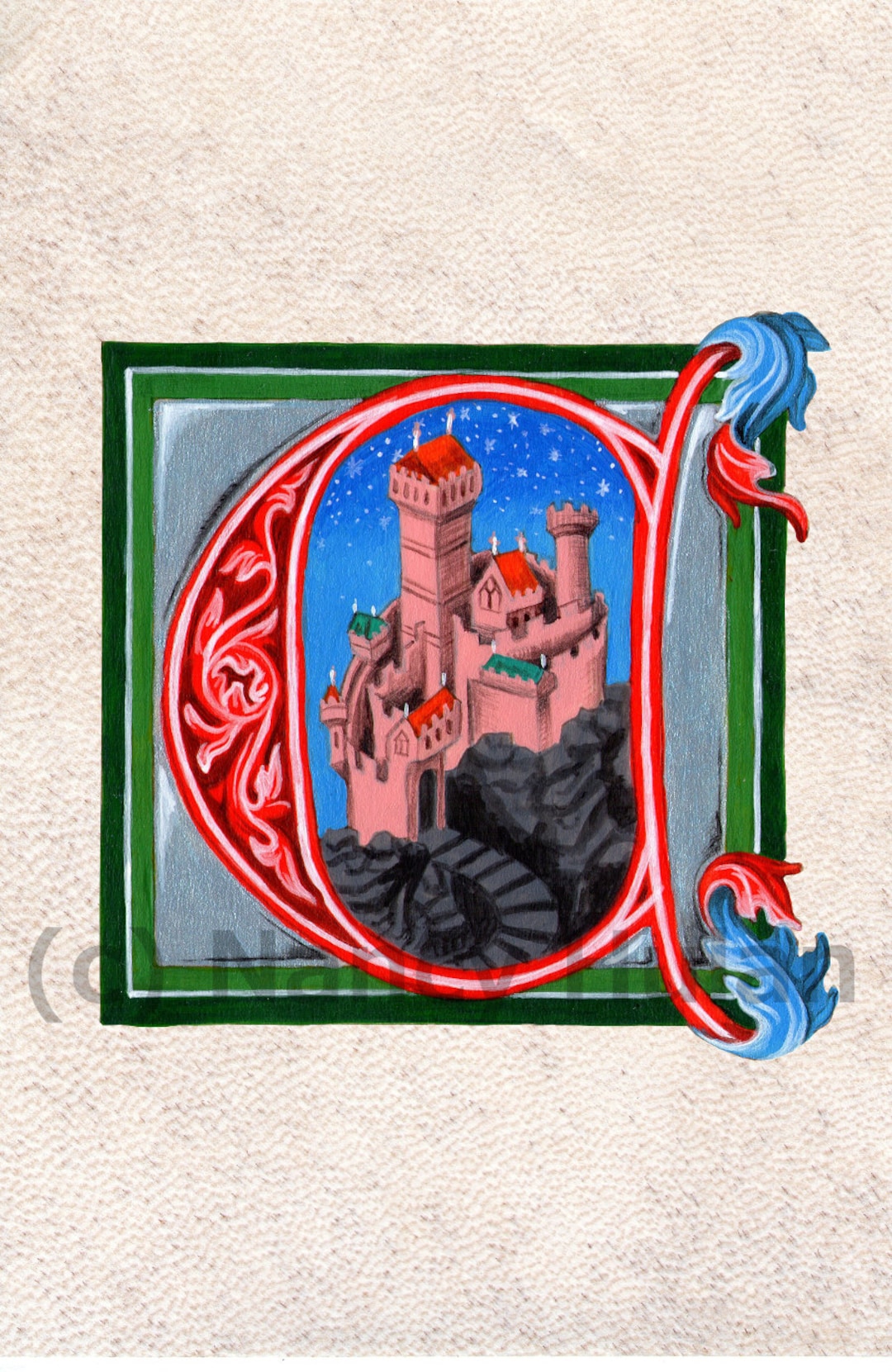 Alphabet Letter C Medieval Illuminated Letter Painted - Etsy Australia