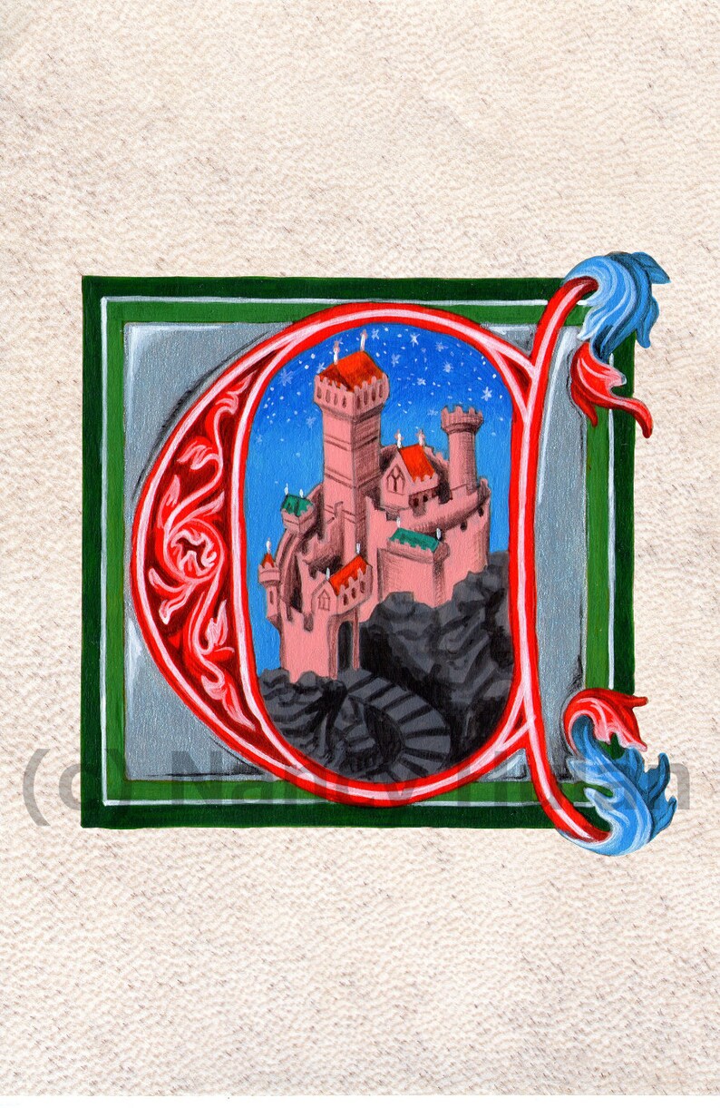 Alphabet Letter C Medieval Illuminated Letter Painted - Etsy