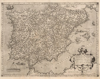 Map of Renaissance Spain, 16th Century Map, Fine Art Reproduction MP035
