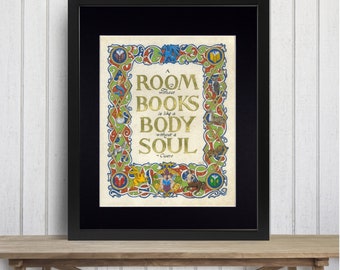 Room Without Books Cicero Quotation // Art Print for Bibliophile Book Lover // Library Decor