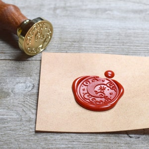 Lakzegelstempel Moon Stars // Messingsstempel Night Clouds maanfase