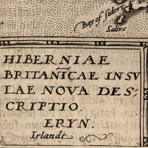 Historical Map of Ireland, 17th Century, Cartography Art Reproduction MP006 image 4