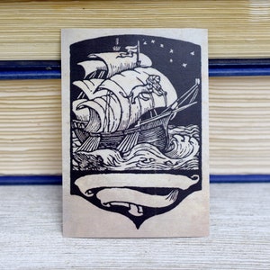 Nautical Bookplate: Set of 24 Library Book Plates with Sailing Ship
