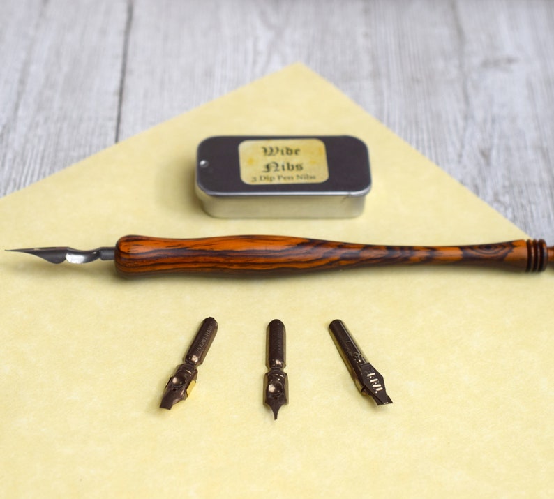 Deluxe Calligraphy Set with Dip Pens, Nibs, Ink, Paper, Instructions in Wood Gift Box // Gift for Writers image 6