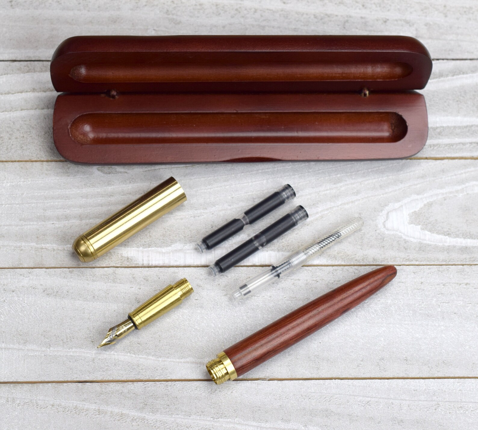 Wood Fountain Pen and Case with Ink Cartridges ONE Pen in Etsy